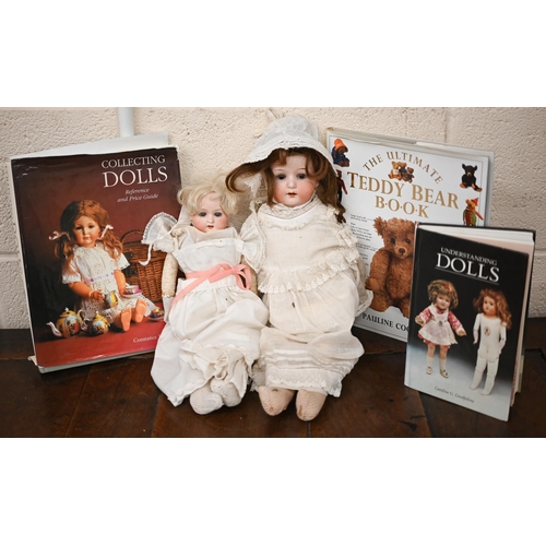 502 - Two Heubach Koppelsdorf 275 bisque-headed dolls with stitched leather bodies, 49 cm and 38 cm, to/w ... 