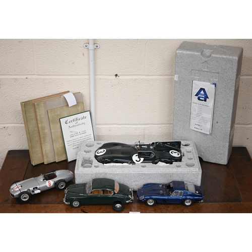 539 - An Auto Art model Jaguar D-type (boxed a/f), to/w three other models , tow Armstrong Siddley Sapphir... 