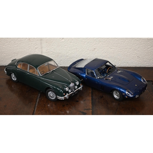 539 - An Auto Art model Jaguar D-type (boxed a/f), to/w three other models , tow Armstrong Siddley Sapphir... 