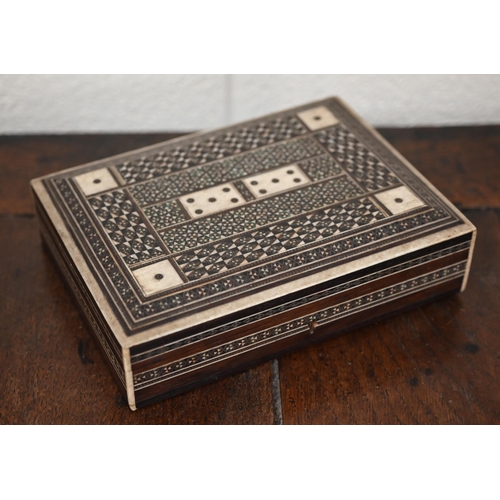 544 - A vintage Japanese lacquer box fitted with four boxes containing buttons and a lower drawer, to/w a ... 