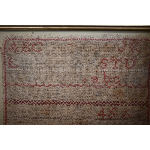 567 - A 19th century cross-stitch sampler by Helen Samsum, Woolstone (Southampton), July 14 1898, 24 x 22c... 