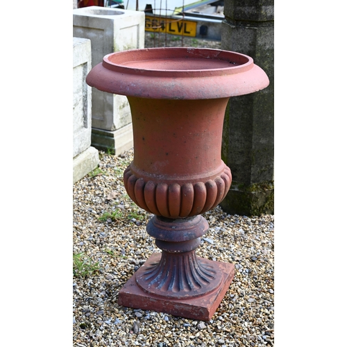 63 - A large classical terracotta finish garden urn planter, a/f