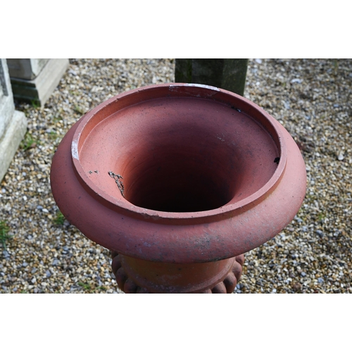 63 - A large classical terracotta finish garden urn planter, a/f