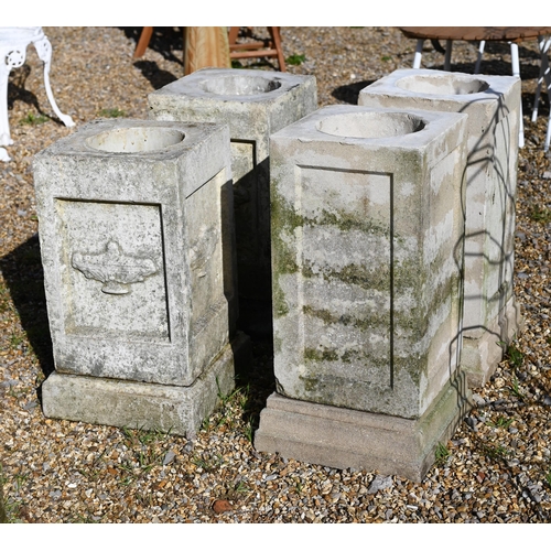 73 - Two differing pairs of classical cast stone plinths (no tops) (4)