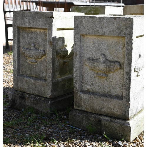 73 - Two differing pairs of classical cast stone plinths (no tops) (4)