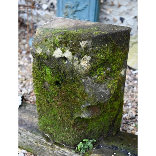 83 - Assorted antique and later carved stone architectural fragments to/with a cast sea monster garden sc... 