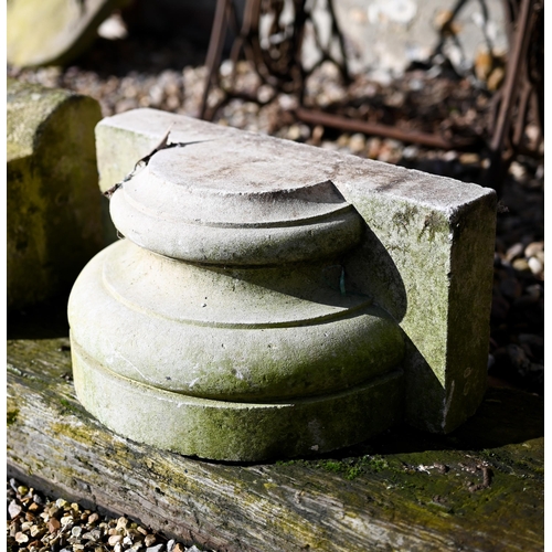 83 - Assorted antique and later carved stone architectural fragments to/with a cast sea monster garden sc... 