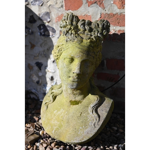 84 - A weathered Victorian style cast composite bust of a classical lady