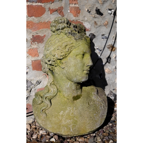 84 - A weathered Victorian style cast composite bust of a classical lady