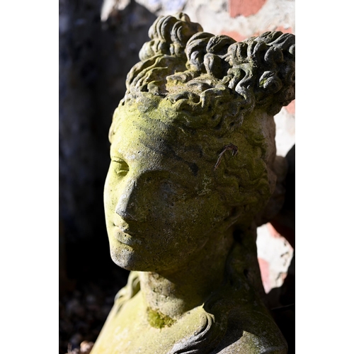 84 - A weathered Victorian style cast composite bust of a classical lady