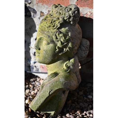 84 - A weathered Victorian style cast composite bust of a classical lady