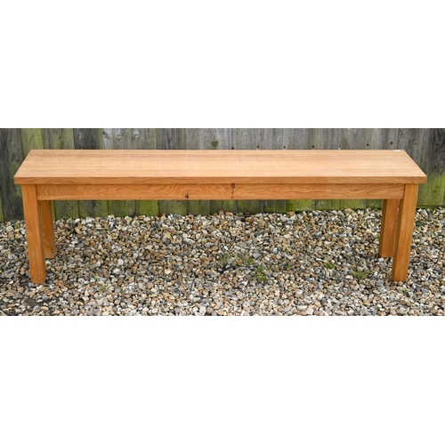 392 - A Laura Ashley oak bench, 150 x 30 x 45 cm high