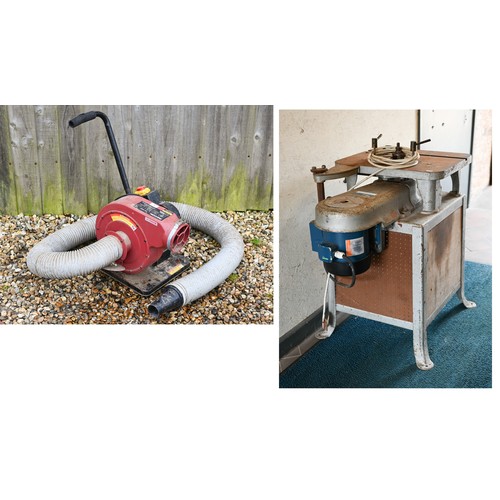 94 - An old sawbench to/with a Rexon extractor unit on wheleed base, both a/f (2)