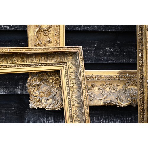 374 - Three 19th century carved and moulded rectangular giltwood picture frames, apertures 50 x 64 cm, 78 ... 