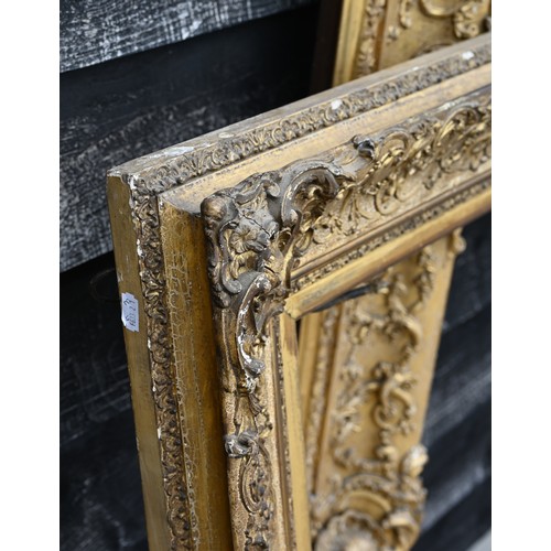 374 - Three 19th century carved and moulded rectangular giltwood picture frames, apertures 50 x 64 cm, 78 ... 