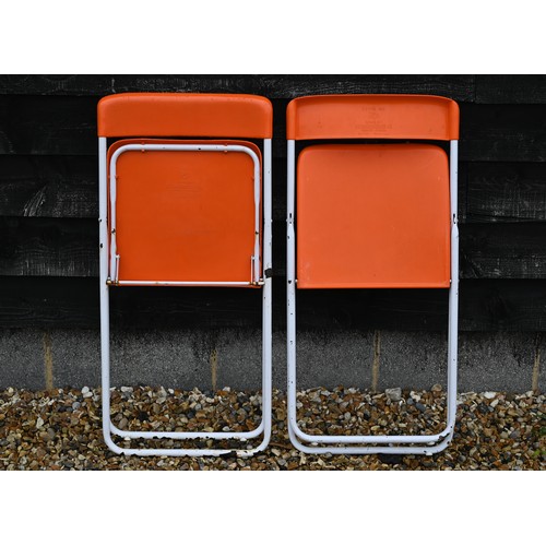 250A - # Pair of Swedish 'Hogansmobier' folding orange school chairs