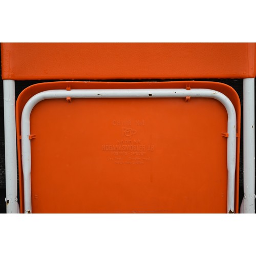 250A - # Pair of Swedish 'Hogansmobier' folding orange school chairs