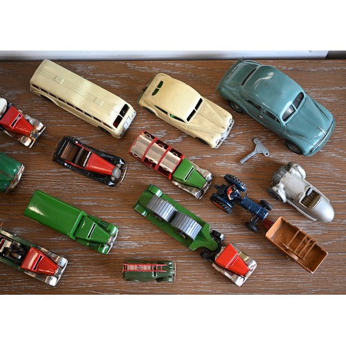 540 - A collection of boxed Minic tinplate vehicles, including Double Deck Bus, No.2 Saloon Car, No.2 Spor... 