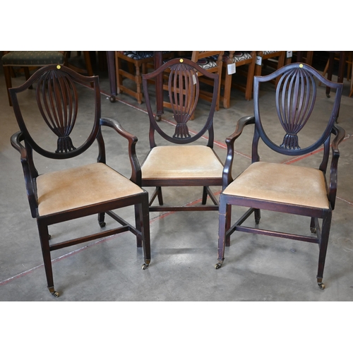 255 - #Pair of 19th century Hepplewhite style carver chairs and a single side chair