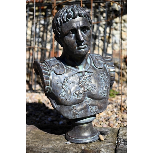 107 - A bronzed cast composite bust of Caesar, 56 cm h