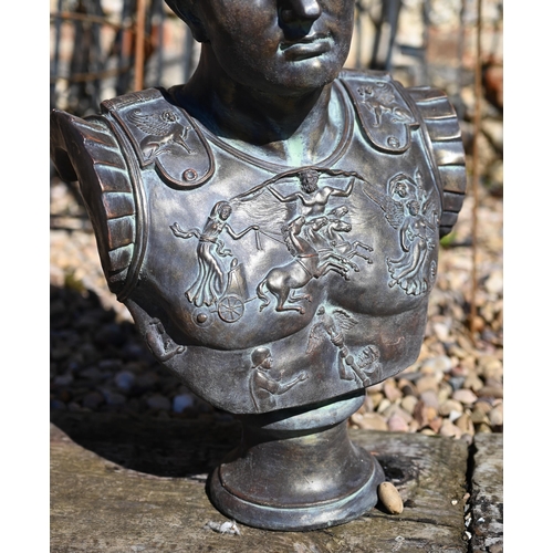 107 - A bronzed cast composite bust of Caesar, 56 cm h