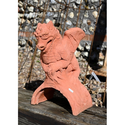 113 - A small cast terracotta dragon ridge tile, 45 cm h