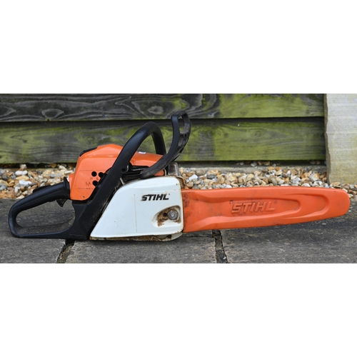 126 - A Stihl MS171 petrol chainsaw to/with a Kometi petrol long reach hedge trimmer, both a/f (2)