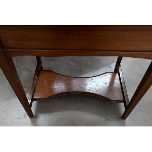 138 - An Edwardian walnut bridge/card table with rotating baize lined folding top and end drawer, 60 cm wi... 