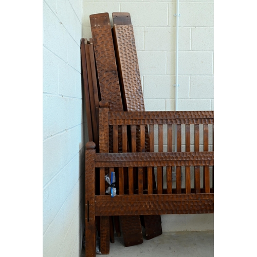 157 - #A chip-carved stained hardwood superking size bed frame, 200 cm wide