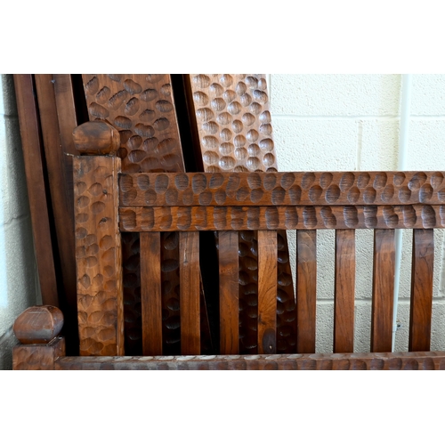 157 - #A chip-carved stained hardwood superking size bed frame, 200 cm wide