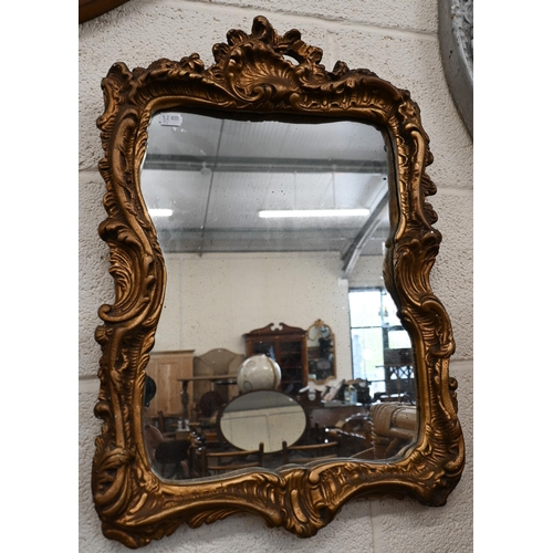 183 - French oval mirror in painted and gilded foliate frame, 67 x 53 cm to/w circular mirror in painted f... 