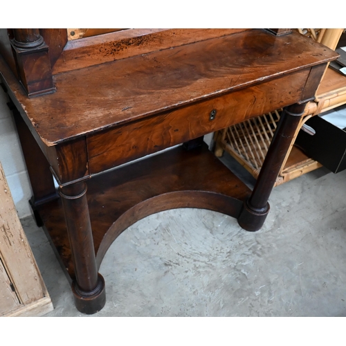 184 - #An antique escritoire with drop front panel between turned pillars