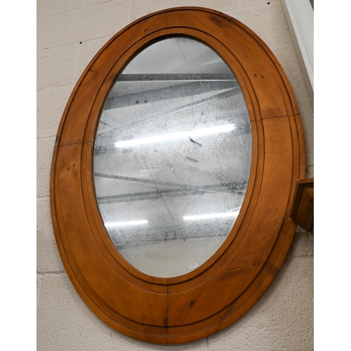 189 - Two modern rectangular wall mirrors 85 x 66 cm and 90 x 60 cm to/w another oval mirror 110 x 77 cm (... 