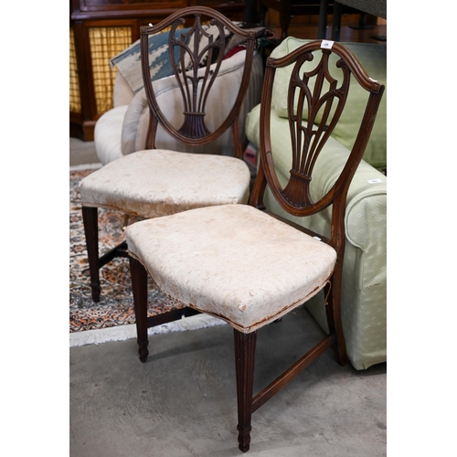 198 - #A pair of Hepplewhite style mahogany shield back dining chairs