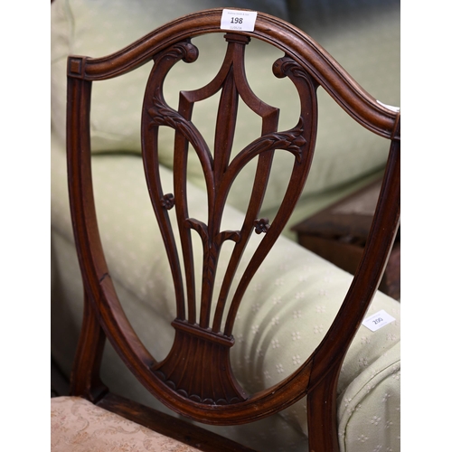 198 - #A pair of Hepplewhite style mahogany shield back dining chairs