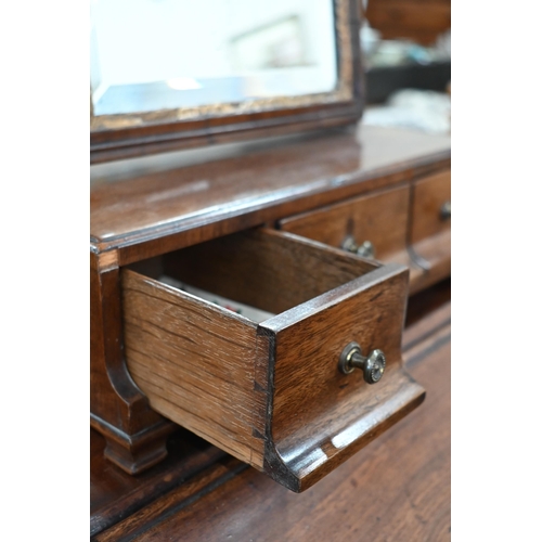 206 - #A 19th century mahogany platform toilet mirror with three drawers, a/f, 36 x 20 x 52 cm high