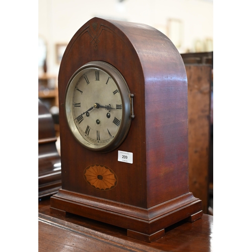 209 - An early 20th century German inlaid lancel cased mantel clock by Gustav Becker (medaille D'Or moveme... 