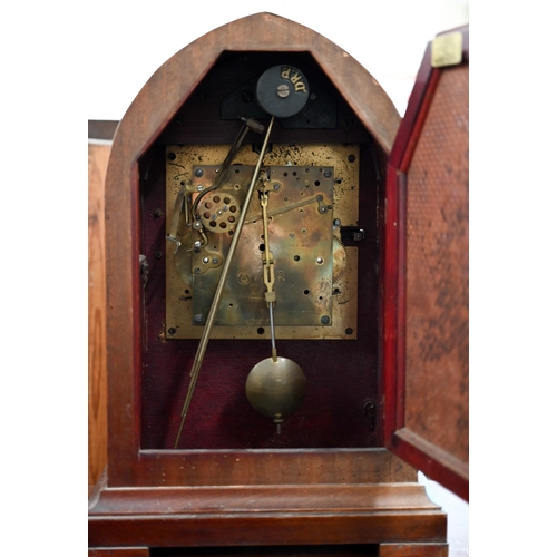 209 - An early 20th century German inlaid lancel cased mantel clock by Gustav Becker (medaille D'Or moveme... 