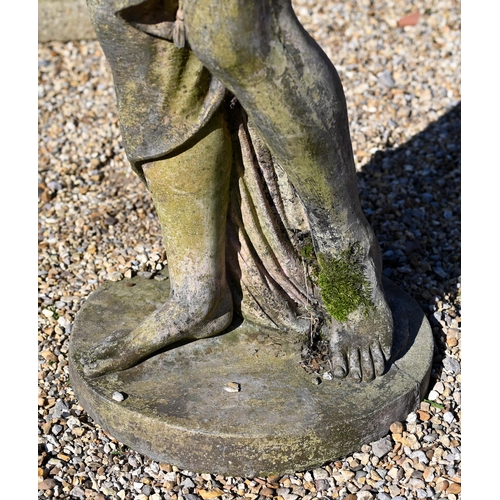 23 - A classically styled weathered cast stone garden figure, 117 cm h 