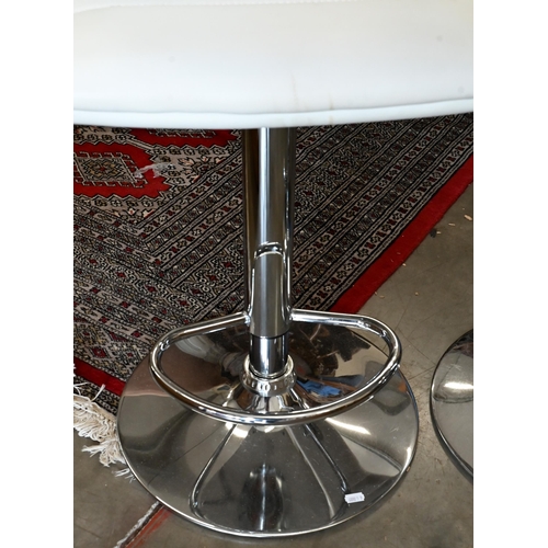 237 - Pair modern swivel leatherette bar stools with height adjustable chromed bases (A/F) (2)