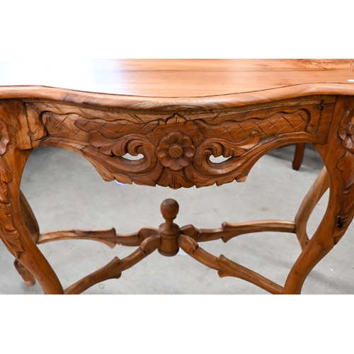 241 - A continental stained and carved hardwood console table, 90 cm x 40 cm x 74 cm h