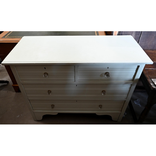 244 - #A painted chest of two short over three long drawers with faceted glass handles, 108 cm x 48 cm x 8... 