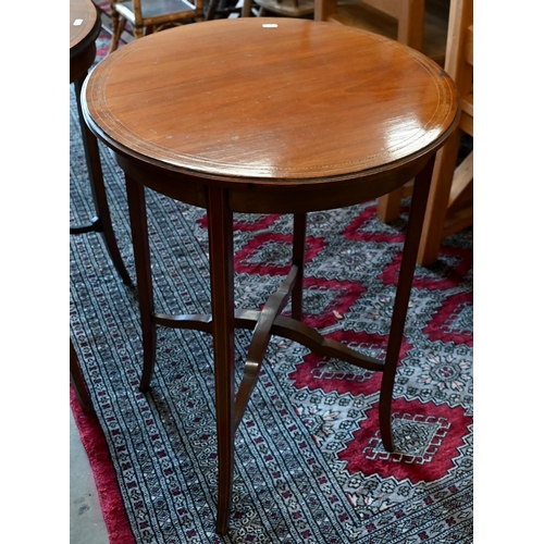 248 - A matched pair of Edwardian circular side tables, 52 cm dia. x 72 cm h (2)