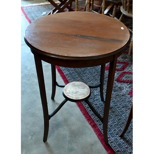 248 - A matched pair of Edwardian circular side tables, 52 cm dia. x 72 cm h (2)