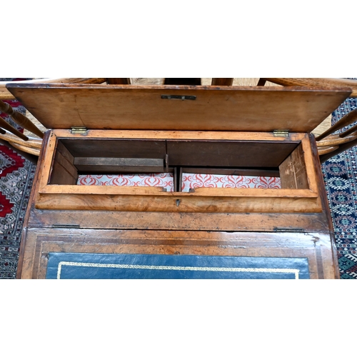 249 - A Victorian walnut davenport with four side drawers and opposing dummy drawers, 55 cm x 52 cm x 82 c... 