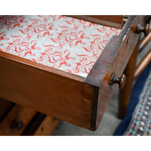 249 - A Victorian walnut davenport with four side drawers and opposing dummy drawers, 55 cm x 52 cm x 82 c... 