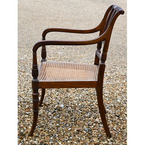 260 - A 19th century mahogany elbow chair with caned seat