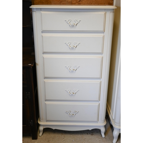 262 - Laura Ashley 'Provencale' Ivory tallboy chest of five drawers, 75 x 50 x 136 cm