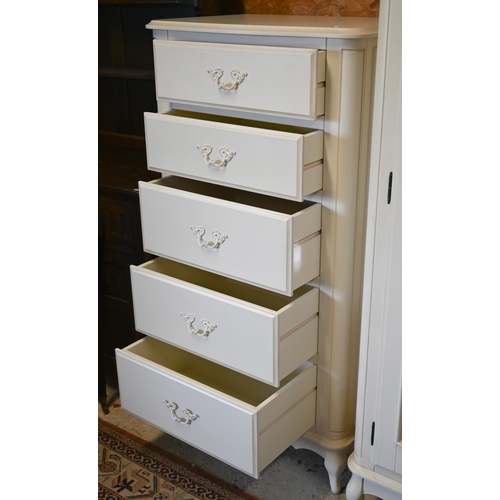 262 - Laura Ashley 'Provencale' Ivory tallboy chest of five drawers, 75 x 50 x 136 cm