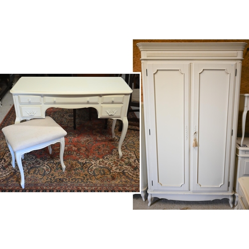 263 - Laura Ashley 'Provencale' Ivory double wardrobe with panelled doors enclosing hanging rail and two a... 